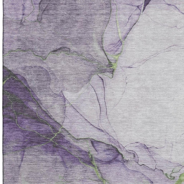 HomeRoots 10' X 14' Abstract Washable Area Rug in Purple, Green & Ivory - UV Protected, Durable & Stylish! 697314