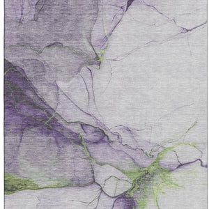 HomeRoots 10' X 14' Abstract Washable Area Rug in Purple, Green & Ivory - UV Protected, Durable & Stylish! 697314