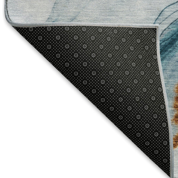 HomeRoots 9' X 12' Sky Blue Abstract Area Rug - Stain Resistant, UV Protected, Soft Polyester for Modern Homes 697319