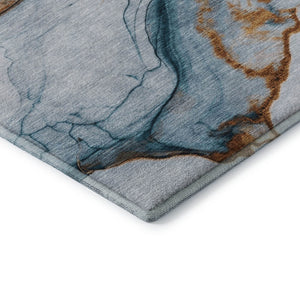 HomeRoots 9' X 12' Sky Blue Abstract Area Rug - Stain Resistant, UV Protected, Soft Polyester for Modern Homes 697319