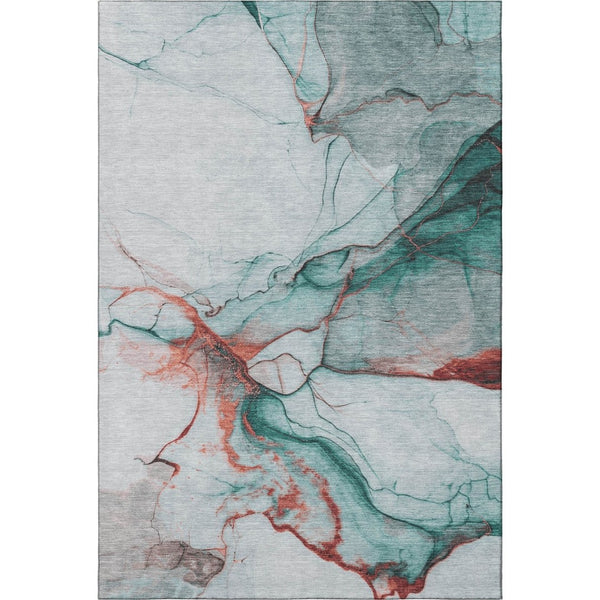 HomeRoots 5' X 8' Teal Terra Cotta Abstract Washable Area Rug - UV Protected, Durable & Stylish for Home Use 697322