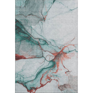 HomeRoots 10' X 14' Teal Terra Cotta Abstract Area Rug - Stain-Resistant, UV Protected, Non-Slip Backing! 697326