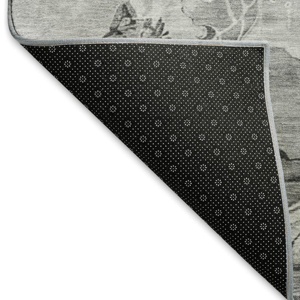 HomeRoots 9' X 12' Gray Silver and Charcoal Abstract Washable Area Rug - Stylish, Durable, UV Protected Elegance 697331