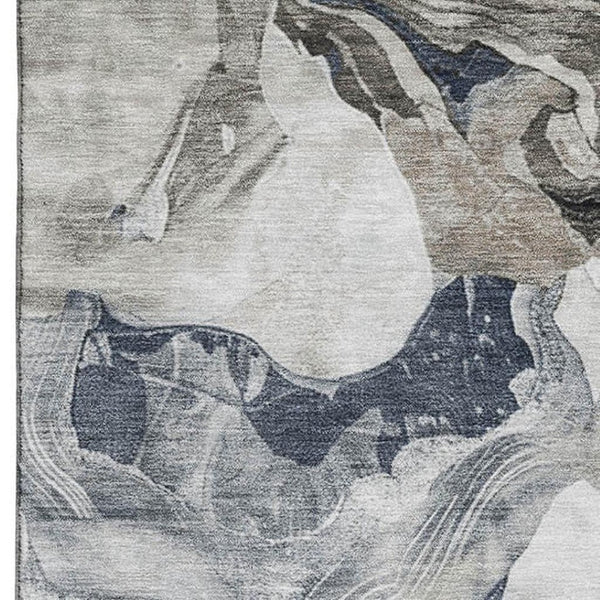 HomeRoots 5' X 8' Modern Abstract Ivory Gray Charcoal Area Rug with UV Protection for Easy Care & Durability 697334