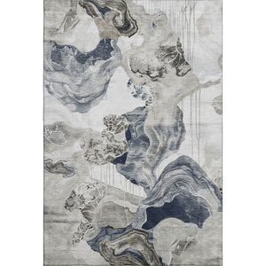 HomeRoots 10' X 14' Washable Ivory Gray Charcoal Area Rug - Modern Abstract Design with UV Protection & Durability 697338