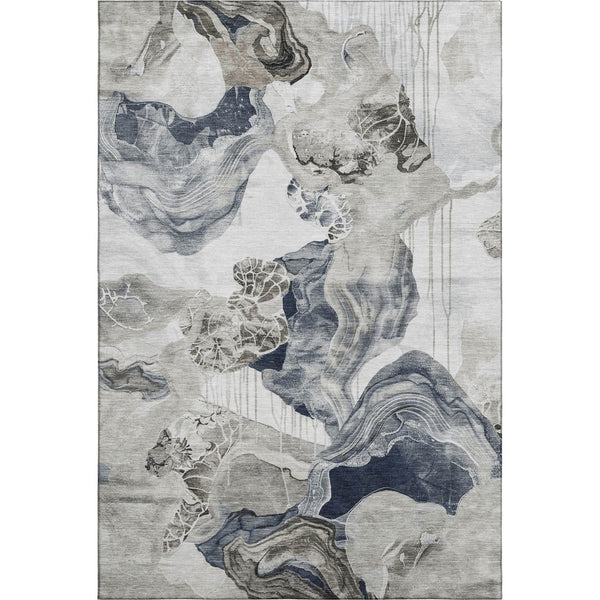 HomeRoots 10' X 14' Washable Ivory Gray Charcoal Area Rug - Modern Abstract Design with UV Protection & Durability 697338
