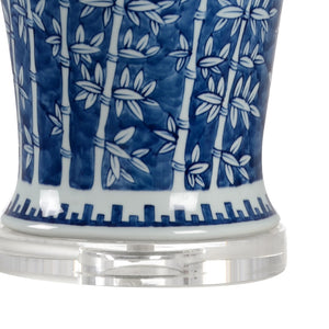 Chelsea House Chinese Bamboo Vase Lamp With Hand-Painted Blue-And-White Bamboo Motif On Clear Crystal Base, 33.5" 69734