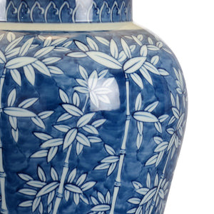 Chelsea House Chinese Bamboo Vase Lamp With Hand-Painted Blue-And-White Bamboo Motif On Clear Crystal Base, 33.5" 69734