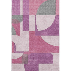 HomeRoots 5' X 8' Blush Mauve & Ivory Abstract Geometric Area Rug - Stylish, Washable, UV-Protected Elegance 697340