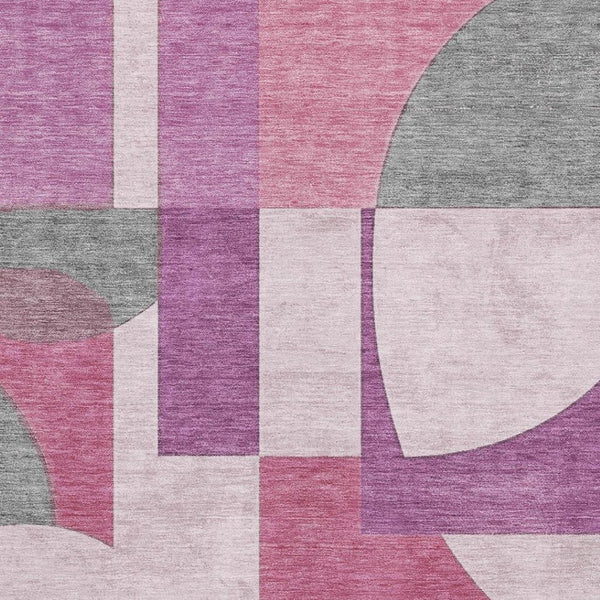 HomeRoots 5' X 8' Blush Mauve & Ivory Abstract Geometric Area Rug - Stylish, Washable, UV-Protected Elegance 697340
