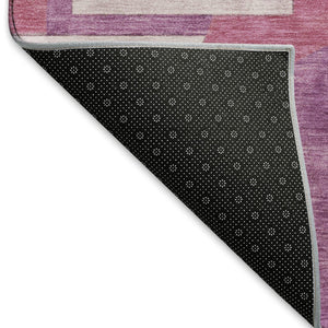 HomeRoots 8' Blush Mauve & Ivory Abstract Geometric Round Rug – Washable, UV Protected, Stylish & Durable! 697341