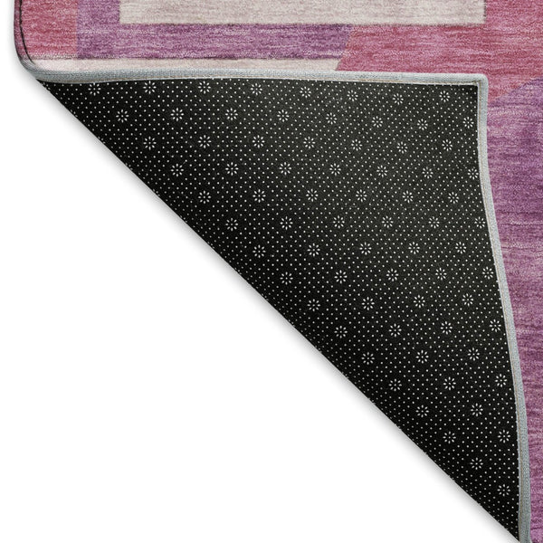 HomeRoots 8' Blush Mauve & Ivory Abstract Geometric Round Rug – Washable, UV Protected, Stylish & Durable! 697341