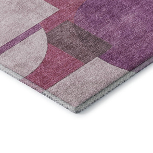 HomeRoots 8' Blush Mauve & Ivory Abstract Geometric Round Rug – Washable, UV Protected, Stylish & Durable! 697341