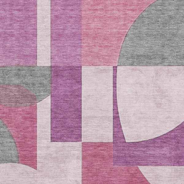 HomeRoots 8' X 10' Blush Mauve & Ivory Abstract Geometric Area Rug – Stylish, Washable, Durable, UV-Resistant! 697342