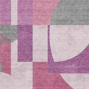 HomeRoots 9' X 12' Blush Mauve & Ivory Abstract Geometric Area Rug - Washable, UV-Protected, Stylish & Durable! 697343