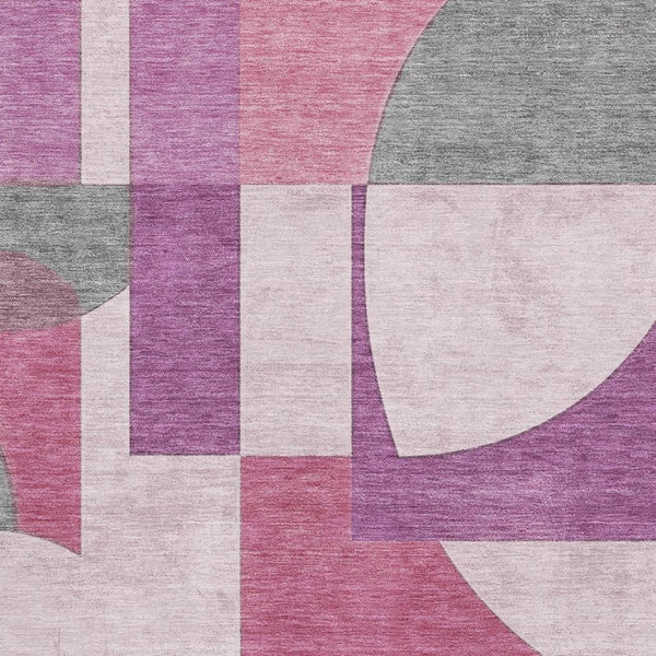 HomeRoots 9' X 12' Blush Mauve & Ivory Abstract Geometric Area Rug - Washable, UV-Protected, Stylish & Durable! 697343