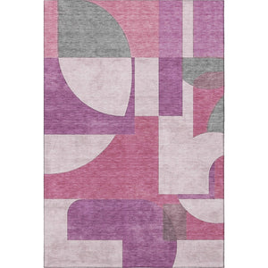 HomeRoots 9' X 12' Blush Mauve & Ivory Abstract Geometric Area Rug - Washable, UV-Protected, Stylish & Durable! 697343