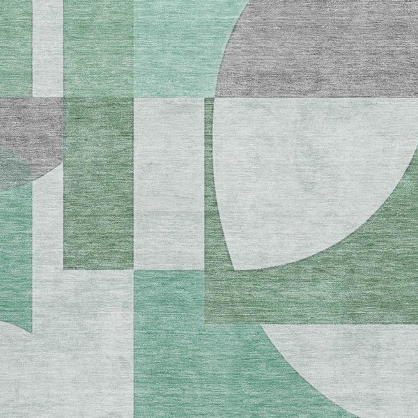 HomeRoots 5' X 8' Stylish Green Gray Ivory Abstract Area Rug - Washable, Durable, UV Protected for Busy Homes 697352