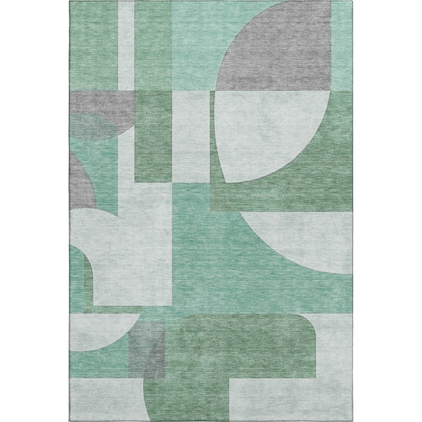 HomeRoots 10' X 14' Stylish Green Gray Ivory Abstract Area Rug - Washable, UV Resistant, Durable & Non-Slip! 697356