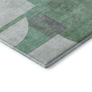 HomeRoots 10' X 14' Stylish Green Gray Ivory Abstract Area Rug - Washable, UV Resistant, Durable & Non-Slip! 697356
