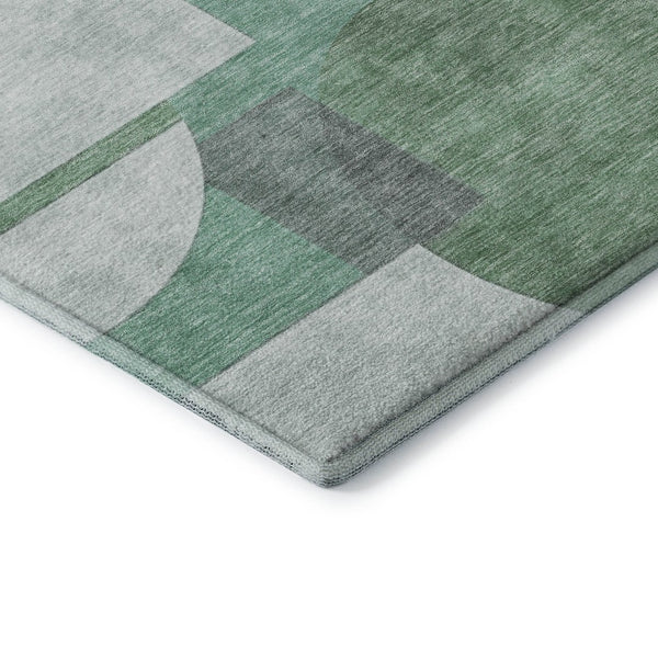 HomeRoots 10' X 14' Stylish Green Gray Ivory Abstract Area Rug - Washable, UV Resistant, Durable & Non-Slip! 697356