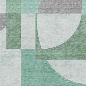 HomeRoots 10' X 14' Stylish Green Gray Ivory Abstract Area Rug - Washable, UV Resistant, Durable & Non-Slip! 697356