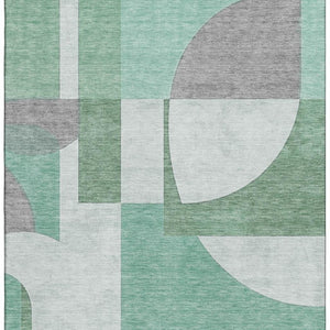 HomeRoots 10' X 14' Stylish Green Gray Ivory Abstract Area Rug - Washable, UV Resistant, Durable & Non-Slip! 697356