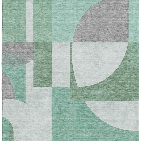HomeRoots 10' X 14' Stylish Green Gray Ivory Abstract Area Rug - Washable, UV Resistant, Durable & Non-Slip! 697356