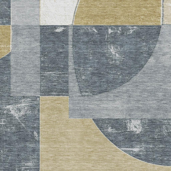 HomeRoots 10' X 14' Gray Gold Silver Area Rug - Durable, Washable, UV-Protected, Perfect for High-Traffic Spaces! 697362