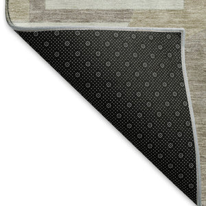 HomeRoots 8' X 10' Washable Khaki Beige & Gray Abstract Geometric Area Rug with UV Protection & Non-Slip Backing 697366
