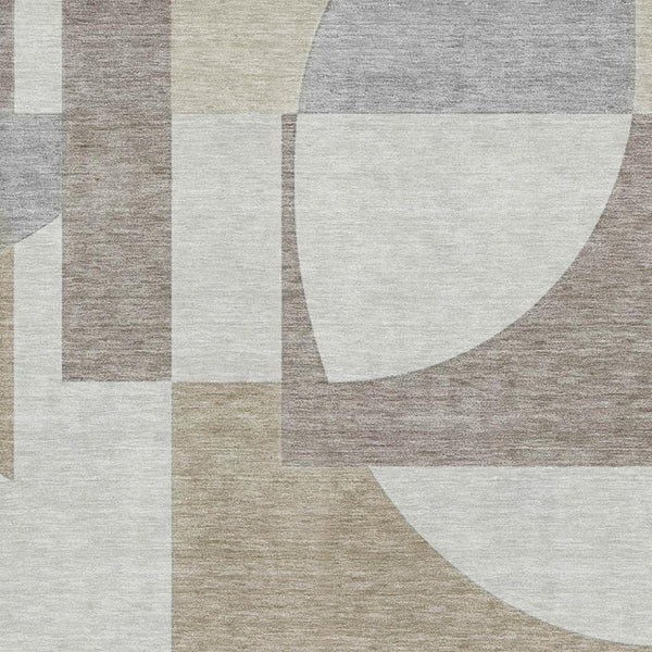 HomeRoots 8' X 10' Washable Khaki Beige & Gray Abstract Geometric Area Rug with UV Protection & Non-Slip Backing 697366