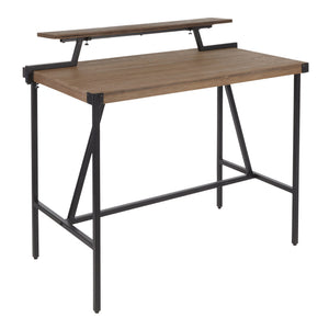 English Elm Gia Industrial Counter Table - Black Metal Frame With Brown Bamboo Top & Removable Shelf Storage B202P223310