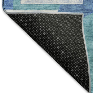 HomeRoots 9' X 12' Washable Teal, Ivory & Gray Abstract Area Rug with UV Protection for Stylish Homes 697373