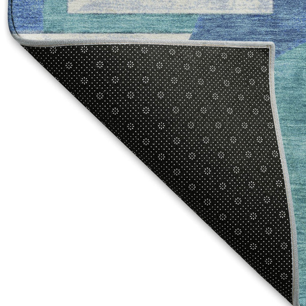 HomeRoots 9' X 12' Washable Teal, Ivory & Gray Abstract Area Rug with UV Protection for Stylish Homes 697373