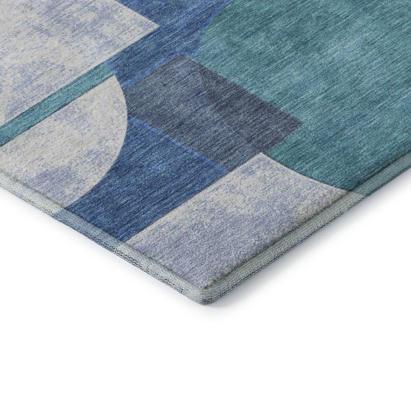 HomeRoots 9' X 12' Washable Teal, Ivory & Gray Abstract Area Rug with UV Protection for Stylish Homes 697373