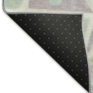 HomeRoots 5' X 8' Lilac Mint Green Ivory Geometric Washable Area Rug - Durable, Stain-Resistant & UV Protected 697382