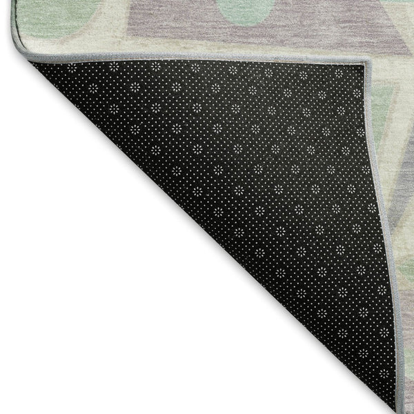 HomeRoots 5' X 8' Lilac Mint Green Ivory Geometric Washable Area Rug - Durable, Stain-Resistant & UV Protected 697382