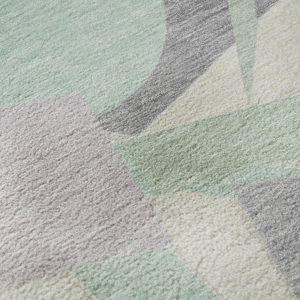 HomeRoots 8' Stylish Geometric Round Rug in Lilac, Mint Green & Ivory – Washable, UV-Protected & Non-Slip! 697383