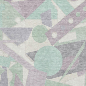 HomeRoots 8' X 10' Stylish Lilac Mint Green Ivory Geometric Area Rug - Washable, UV Protected & Non-Slip! 697384