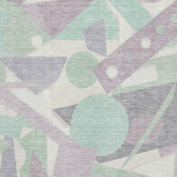 HomeRoots 8' X 10' Stylish Lilac Mint Green Ivory Geometric Area Rug - Washable, UV Protected & Non-Slip! 697384