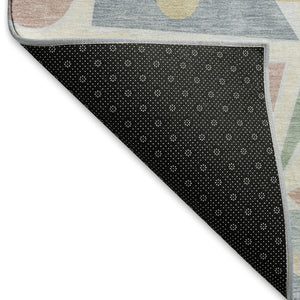 HomeRoots 9' x 12' Sky Blue and Blush Geometric Area Rug - Washable, UV-Protected, Durable & Stylish Design 697403