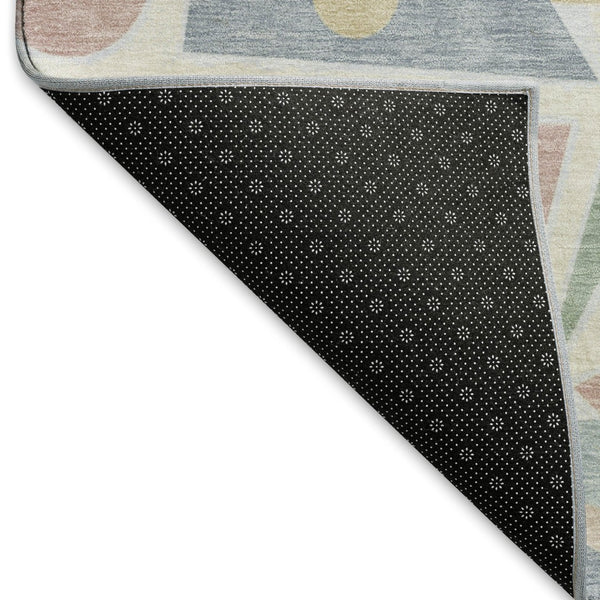 HomeRoots 9' x 12' Sky Blue and Blush Geometric Area Rug - Washable, UV-Protected, Durable & Stylish Design 697403