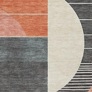 HomeRoots 10' X 14' Gray Blue and Orange Geometric Washable Area Rug with Stain Resistance & UV Protection 697416