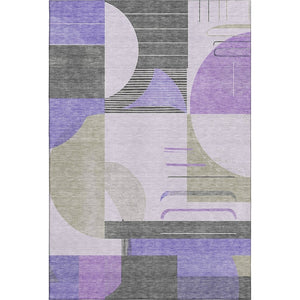 HomeRoots 10' X 14' Stylish Lavender Gray & Ivory Geometric Area Rug - Washable, UV-Protected & Durable Design 697422