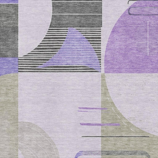 HomeRoots 10' X 14' Stylish Lavender Gray & Ivory Geometric Area Rug - Washable, UV-Protected & Durable Design 697422