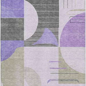 HomeRoots 10' X 14' Stylish Lavender Gray & Ivory Geometric Area Rug - Washable, UV-Protected & Durable Design 697422