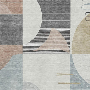 HomeRoots 9' X 12' Stylish Rust Ivory Gray Geometric Area Rug – Washable, UV Protected, Ideal for Busy Homes! 697427