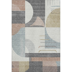 HomeRoots 10' X 14' Stylish Rust Ivory Gray Geometric Area Rug - Durable, Washable, UV Protected for Homes 697428