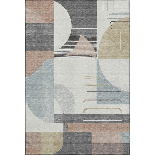 HomeRoots 10' X 14' Stylish Rust Ivory Gray Geometric Area Rug - Durable, Washable, UV Protected for Homes 697428