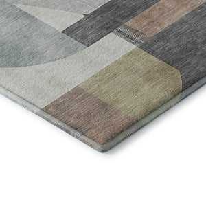 HomeRoots 10' X 14' Stylish Rust Ivory Gray Geometric Area Rug - Durable, Washable, UV Protected for Homes 697428